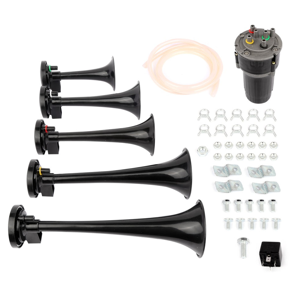Dixie Musical 5 Black Plastic Trumpet Air Horn Dukes of Hazzard General Lee Kit
