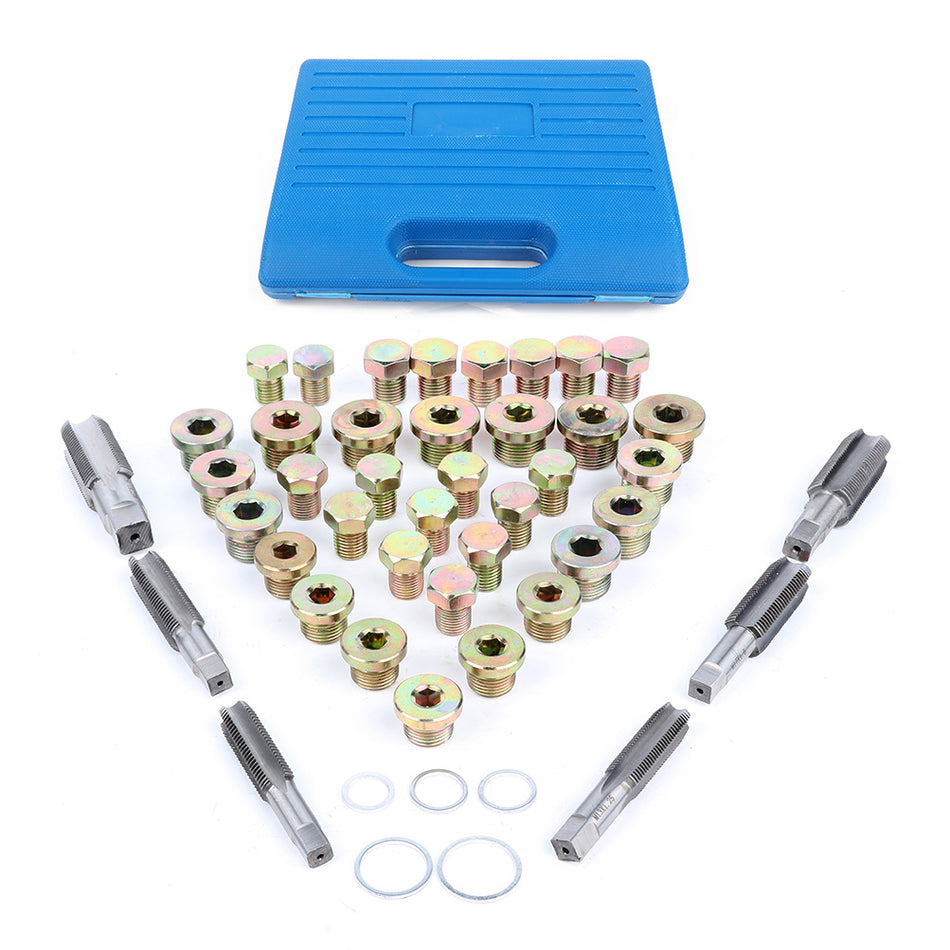 114pc Oil Pan Thread Repair Kit Sump Gearbox Drain Plug Tool Set M13 - M22