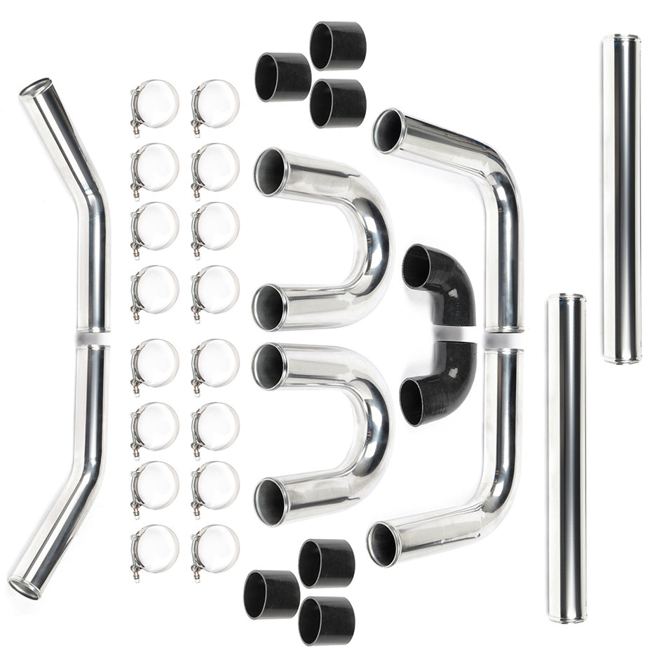Universal 3 inch Inch 8pcs Intercooler Turbo U Pipe Piping Silicone Hose T-Clamp Kit