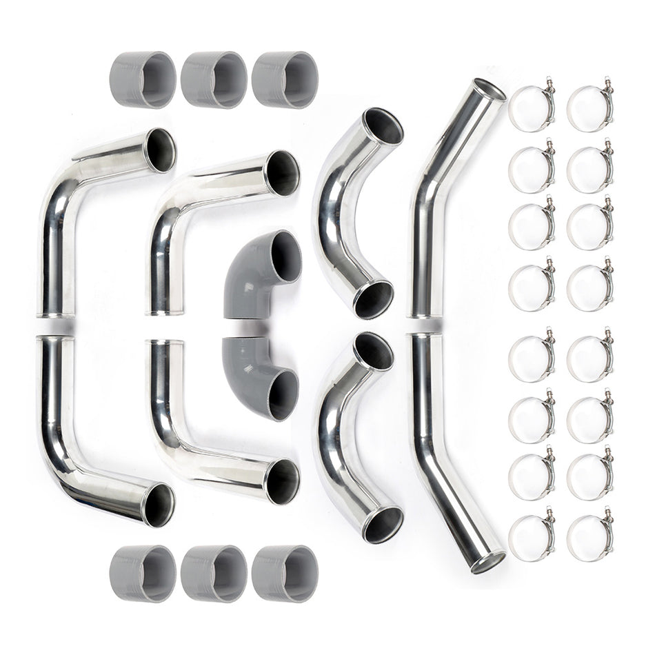 3.5 inch 51m Universal 8pcs Intercooler Turbo Pipe Piping+ Silicone Hose T-Clamp Kit