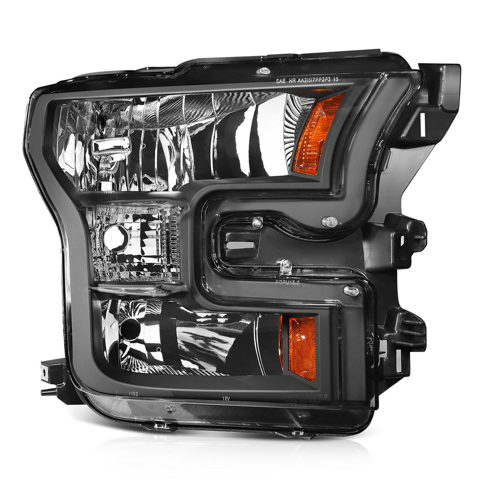 For 2015-2017 Ford F150 Headlight Assembly Black Pair Replacement