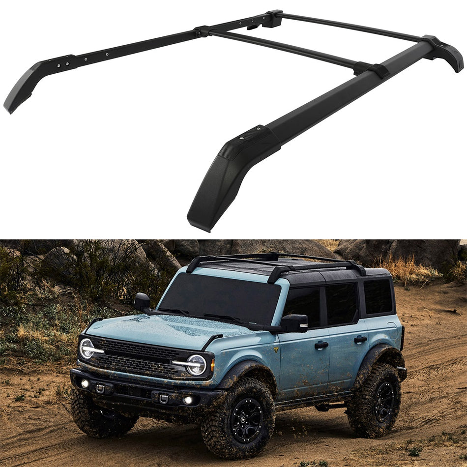 Aluminum Roof Rack For 2021-2024 Ford Bronco 2x Cross Bar 2x Roof Side Rail