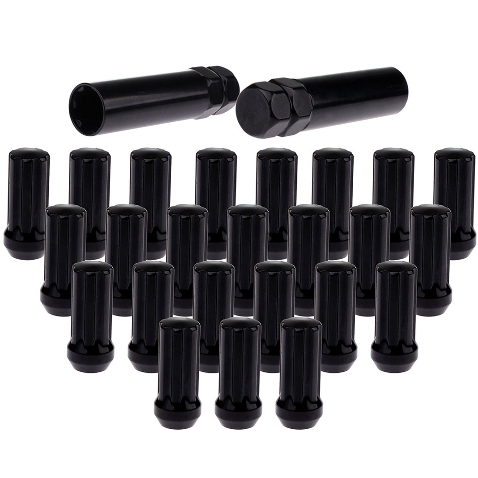 24 Black M14x2 +2 Keys Spline Drive Close End Lug Nuts For Ford F-150 1997-2014