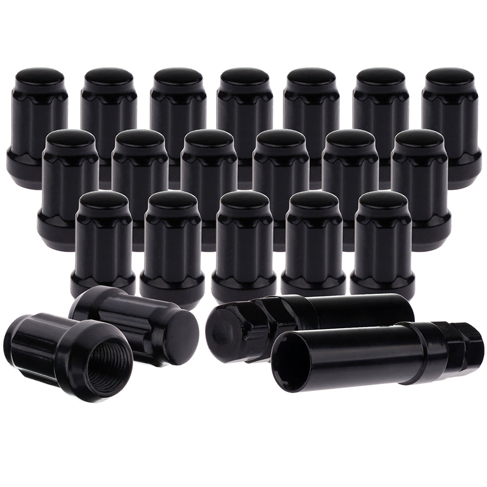 20 Piece New Black 6 Spline Lug Nuts W/2 Keys For Mazda B4000 Base/DS Extended