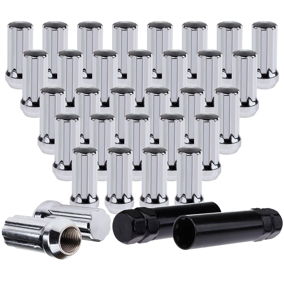 32 X New 9/16-18 Spline Lug Nuts Chrome+2 Keys For Dodge Ram 3500 SLT Crew Cab