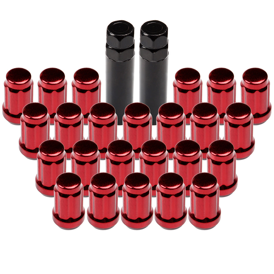 24 X Red 12x1.5+2key 6 Spline Drive Close End Lug Nuts For Toyota Corolla Camry