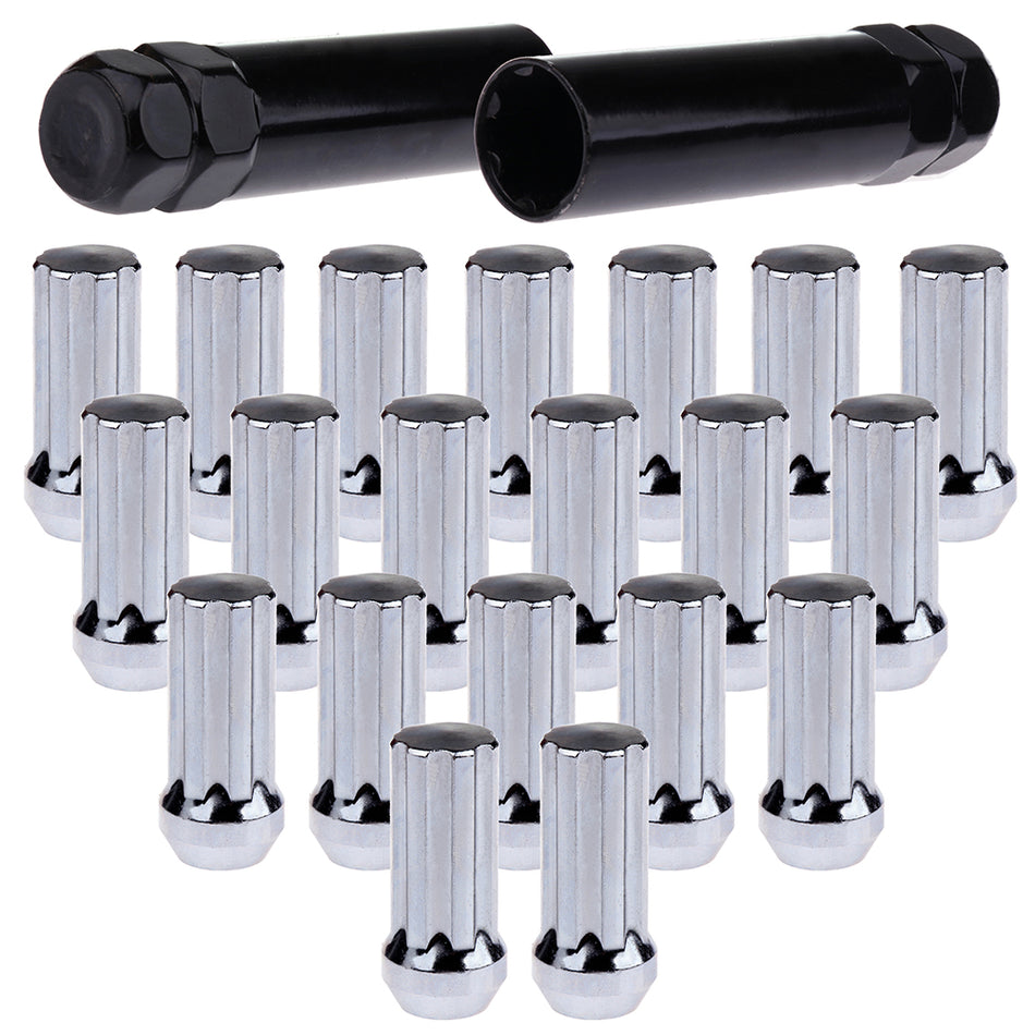 20 Piece Chrome 14x2.0 7 Splines Drive Lug Nuts+2 Keys For Ford F-150 Expedition