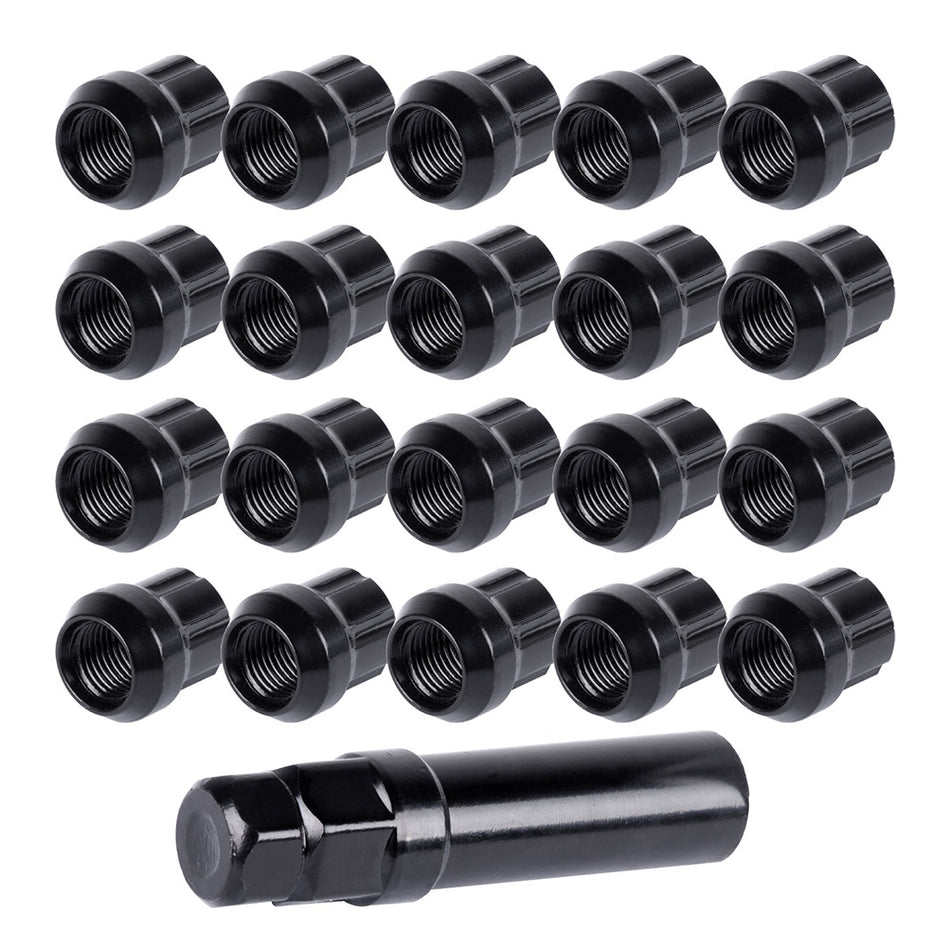 20 Piece 1/2-20 Black Short Open End Lug Nuts + 1 key For Lincoln MKX MKT Ford