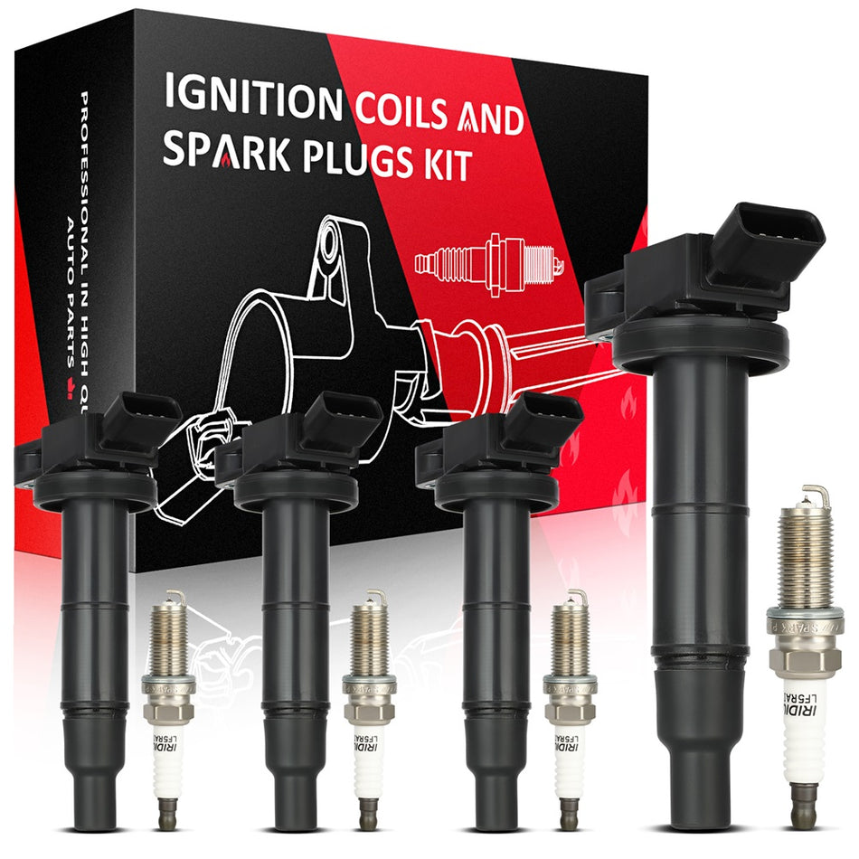 4 Ignition Coil & Iridium Spark Plug Fits 2002-2011 Toyota Camry 2.4L UF333