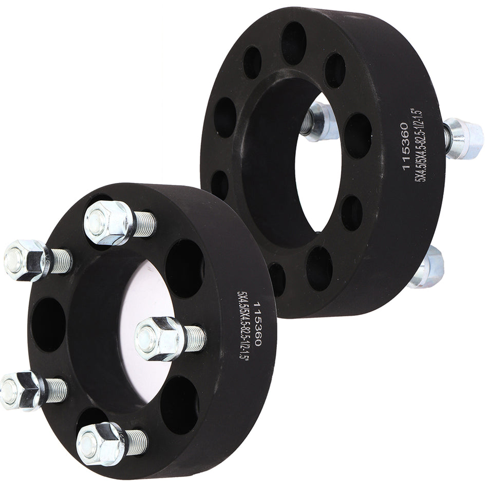 1.5 inch 38mm Thick 5x4.5 Black Wheel Spacers(82.5mm Bore, 1/2 inch Studs) for 2014 Ford Mustang Taurus - 2PCS