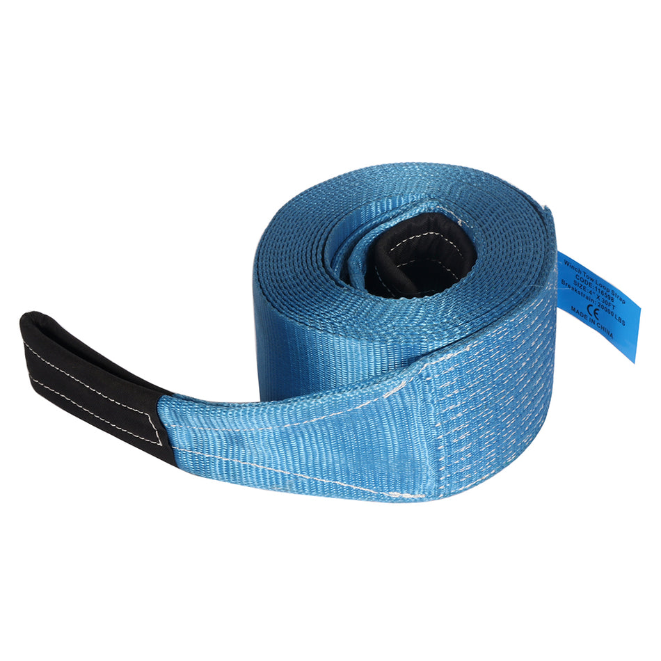 4 inch X 30' Heavy Duty Winch Tow Loop Strap Rope Recovery Chain Tow Towing Blue 4X4