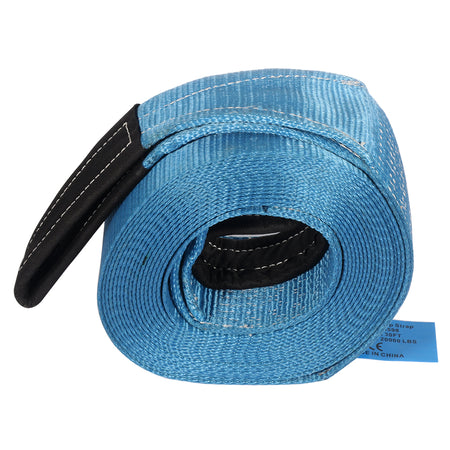 20000lbs 4 inch x 30' Heavy Duty Blue Winch Tow Loop Strap + Snatch Block Only for Auto