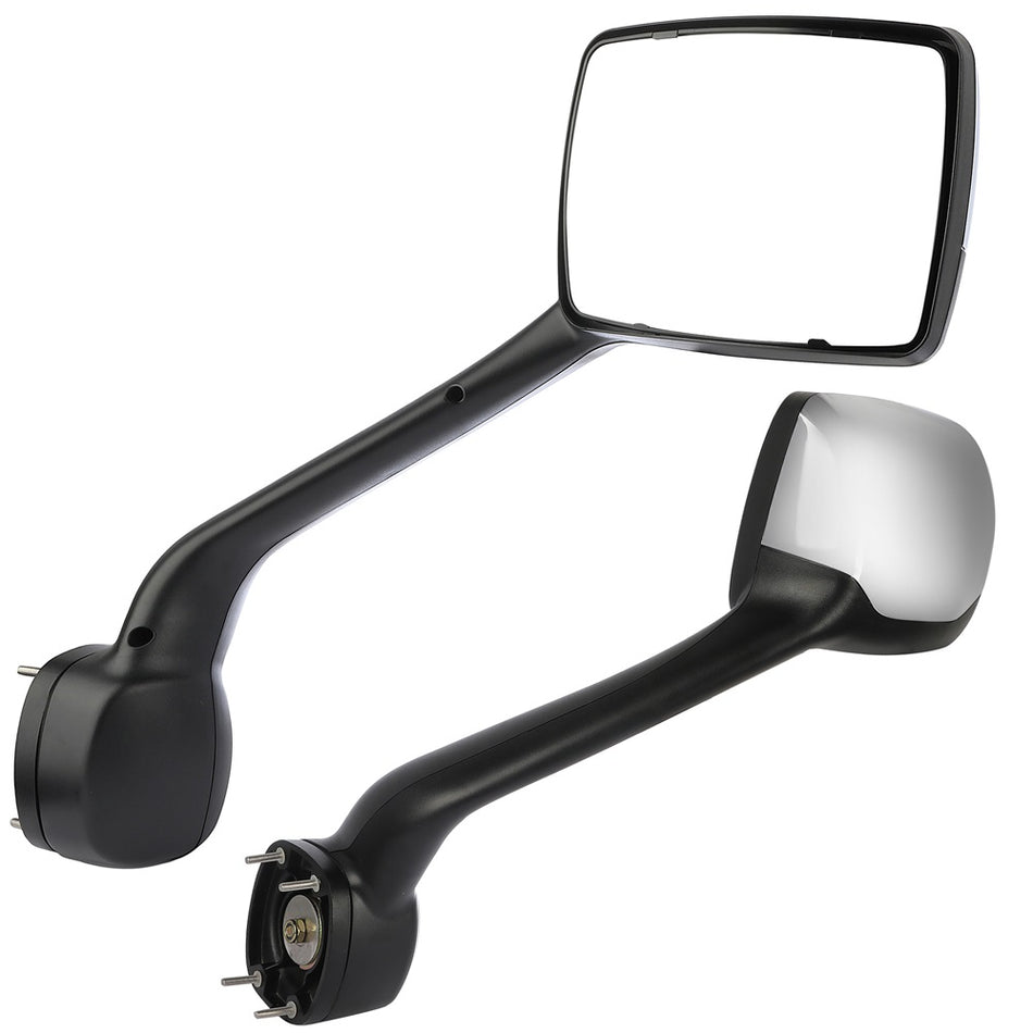Chrome Hood Truck Mirrors Pair Set Assembly For 2000-17 Kenworth T680 Peterbilt-1