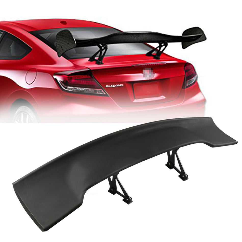 Universal 57 inch GT JDM Trunk Rear Spoiler Wing Aluminum Leg Stem Black ABS