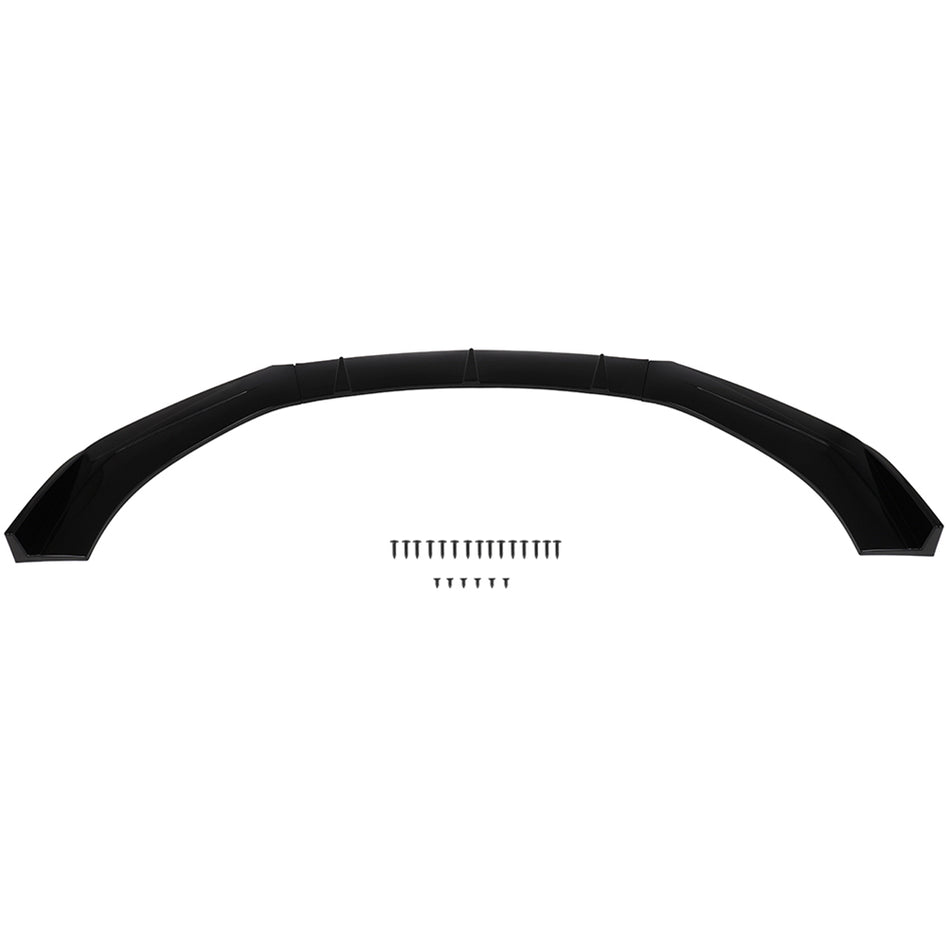 Universal Valance Front Bumper Lip Splitter Chin Spoiler Painted Black PP - 3PCS