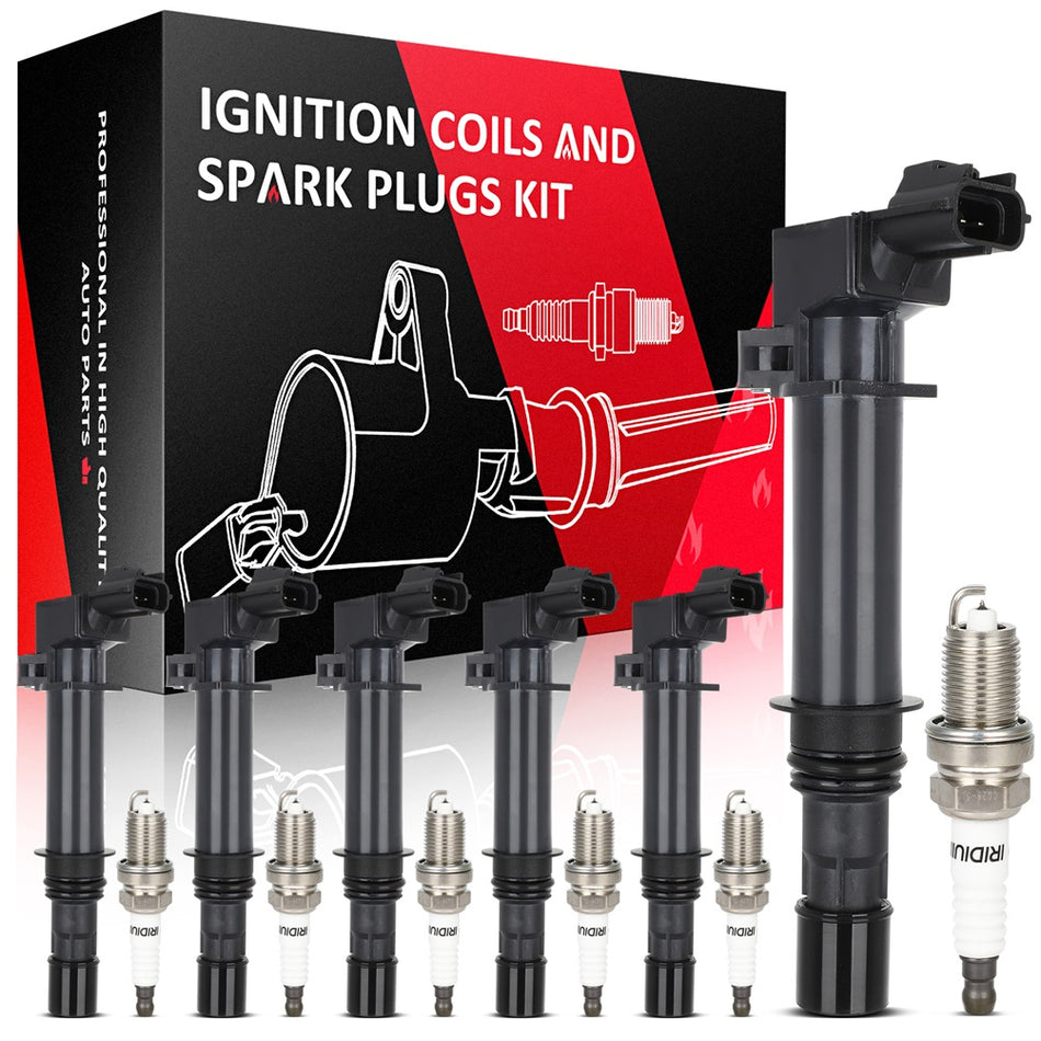 6 For 2002-2008 Jeep Liberty 3.7L V6 Ignition Coil & Iridium Spark Plug