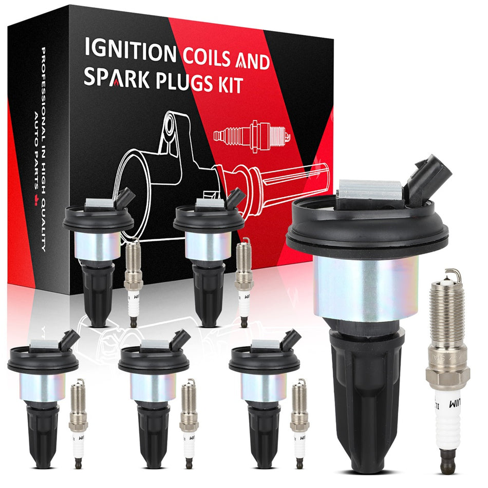 6 Ignition Coils and 6 Spark Plugs For GMC Envoy Chevy Trailblazer Buick Rainier
