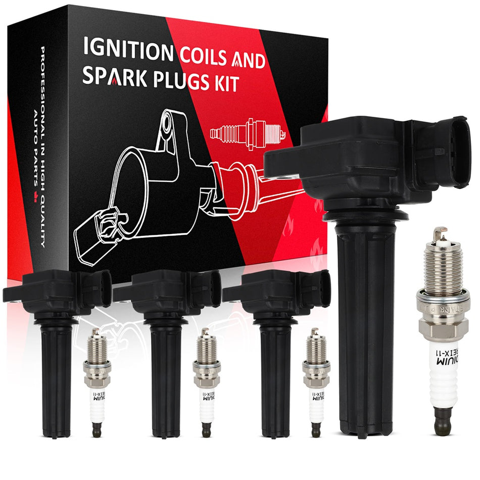 Ignition Coils & Spark Plugs Kit For Saab 9-3 2004-2009 2010 2011 2.0L Turbo