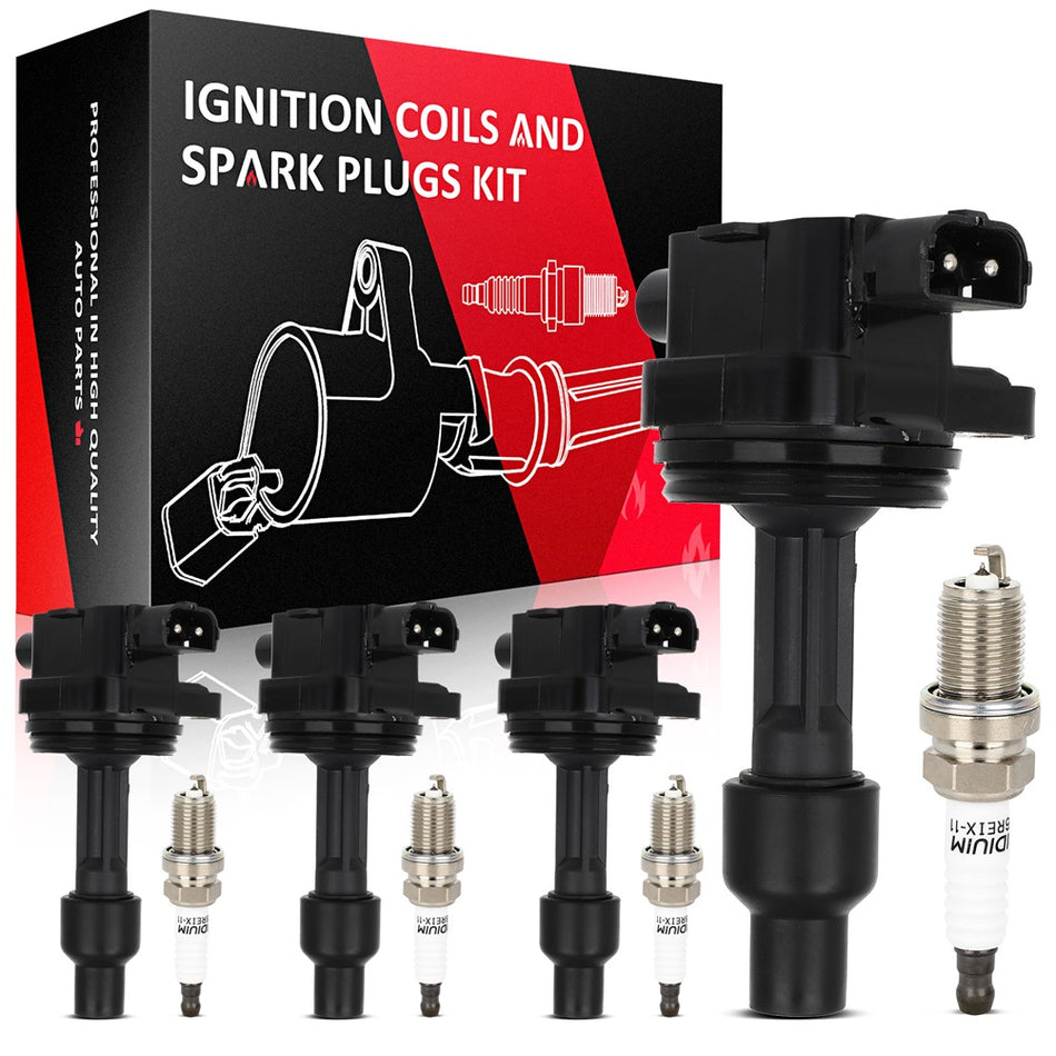 4 Ignition Coils & Iridium Spark Plugs Kit For Volvo S40 1.9L l4 2000-2004