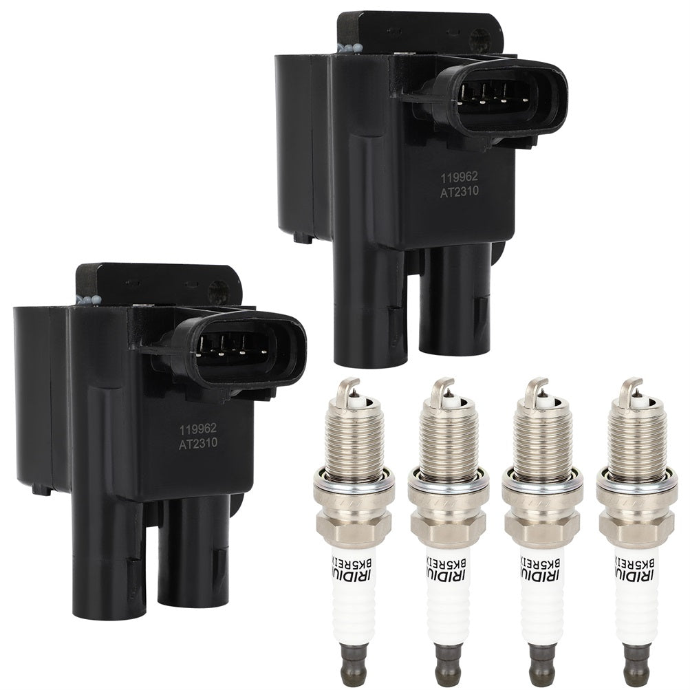 2 For 1998-1999 Toyota Corolla 1.8L L4 Ignition Coil & Spark Plug Only for Auto