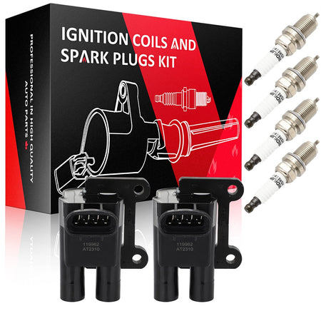2 For 1998-1999 Toyota Corolla 1.8L L4 Ignition Coil & Spark Plug Only for Auto