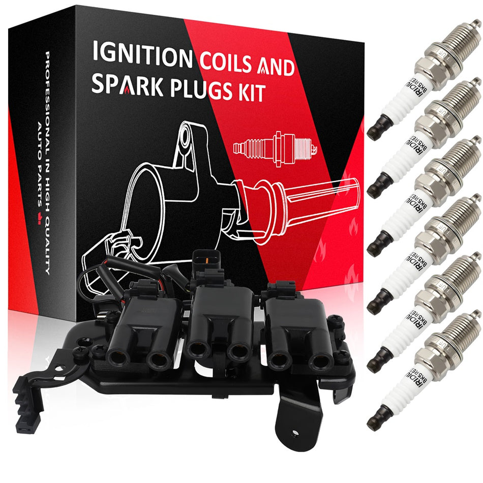 For 2001-2006 Hyundai Santa Fe 2.7L V6 Ignition Coil & Spark Plug