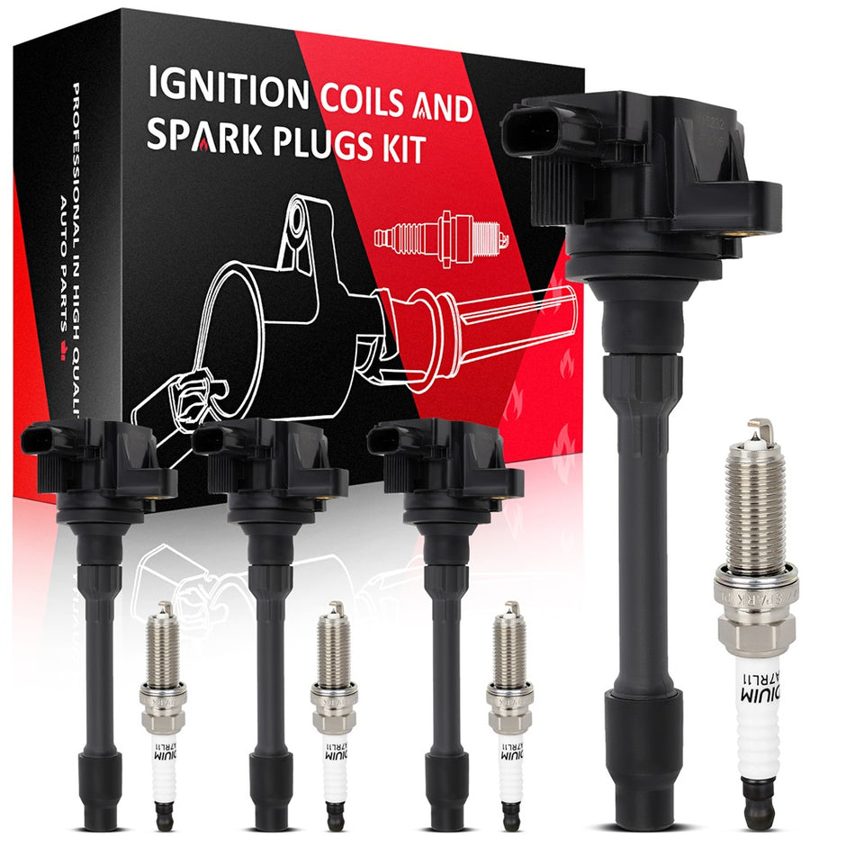 Ignition Coils & Spark Plugs Kit For Honda FIT 2015 2016 2017 2018 L4 1.5L