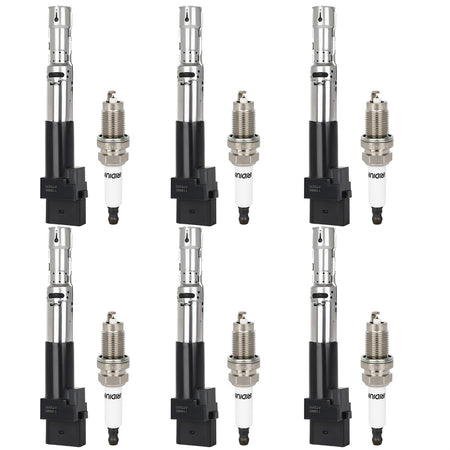 6 For 2002 2003 2004 Volkswagen Jetta 2.8L V6 DOHC Ignition Coil & Spark Plug Only for Auto