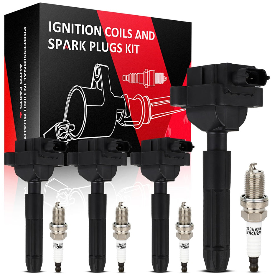 4 For 01-04 Mercedes-Benz SLK230 2.3L 02 C230 Ignition Coil & Iridium Spark Plug
