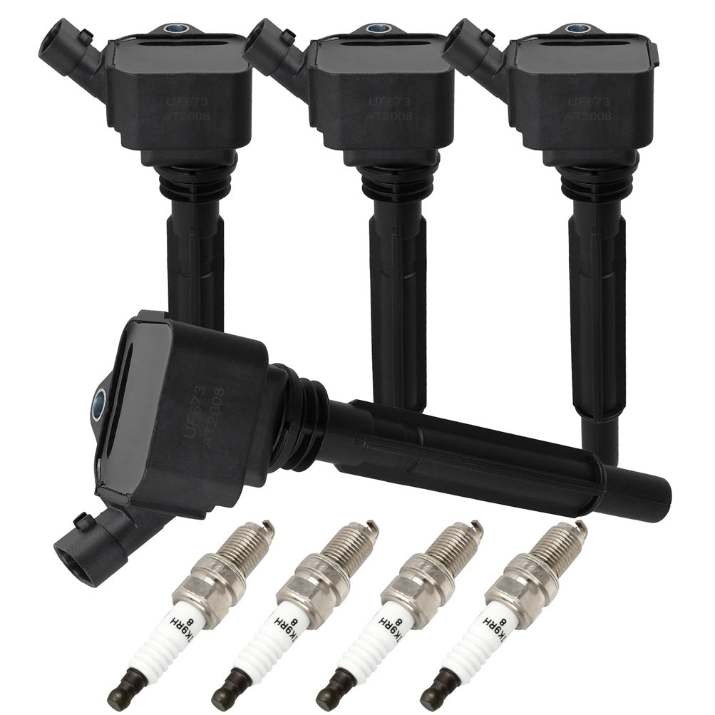 4 For 2013 2014 Dodge Dart 1.4L Ignition Coil & 4 Iridium Platinum Spark Plugs Only for Auto