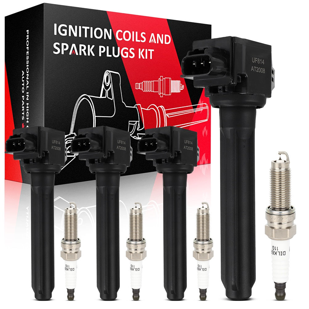 4 For 2016 Mitsubishi Outlander 2.4L L4 Ignition Coil & Spark Plug Only for Auto