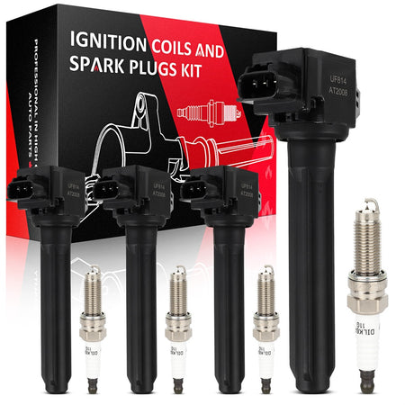 4 For 2016 Mitsubishi Outlander 2.4L L4 Ignition Coil & Spark Plug Only for Auto