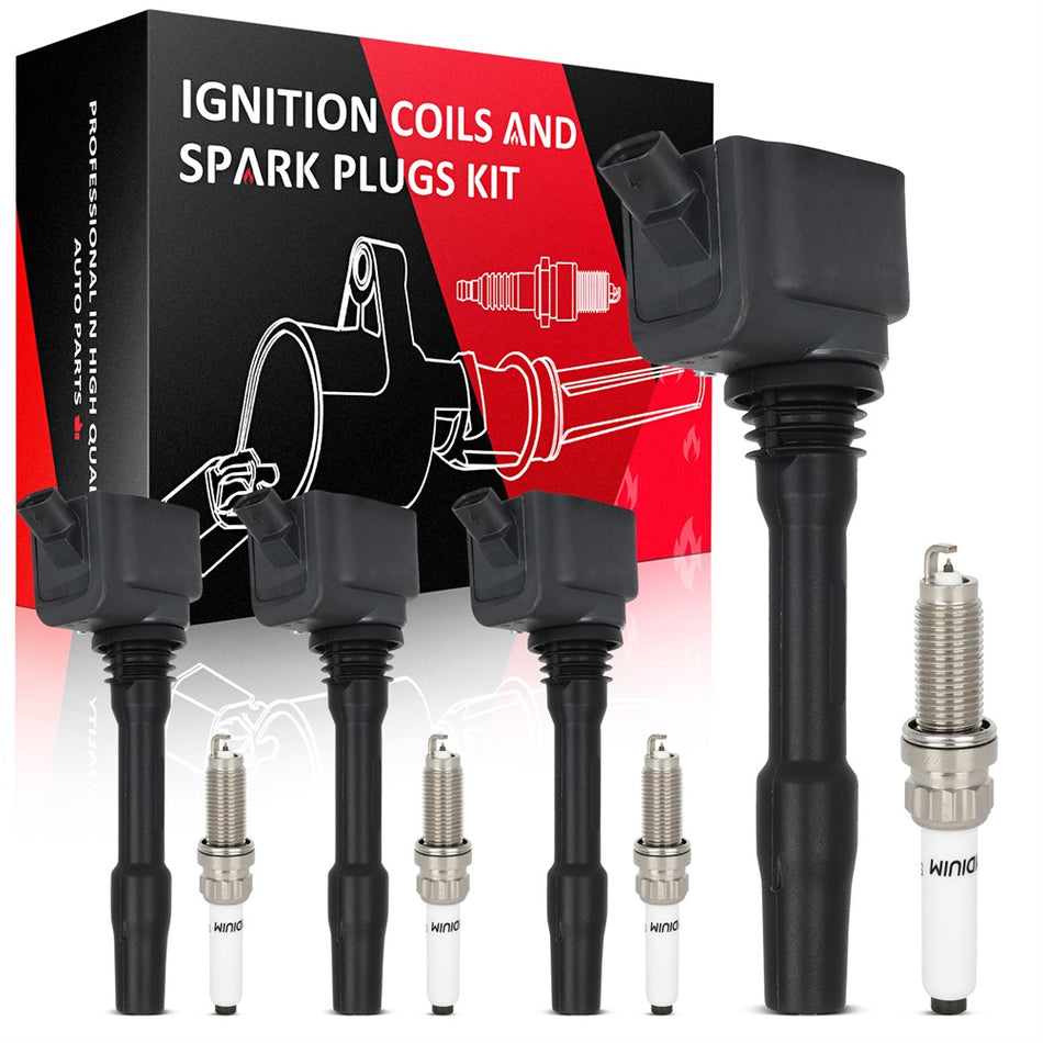 4 For 2014-2019 Mini Cooper L4 2.0L Ignition Coil & Spark Plug Only for Auto