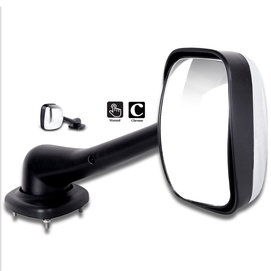 For 08-18 Freightliner Cascadia Truck Hood Mirror Driver LH Side Manual Chrome