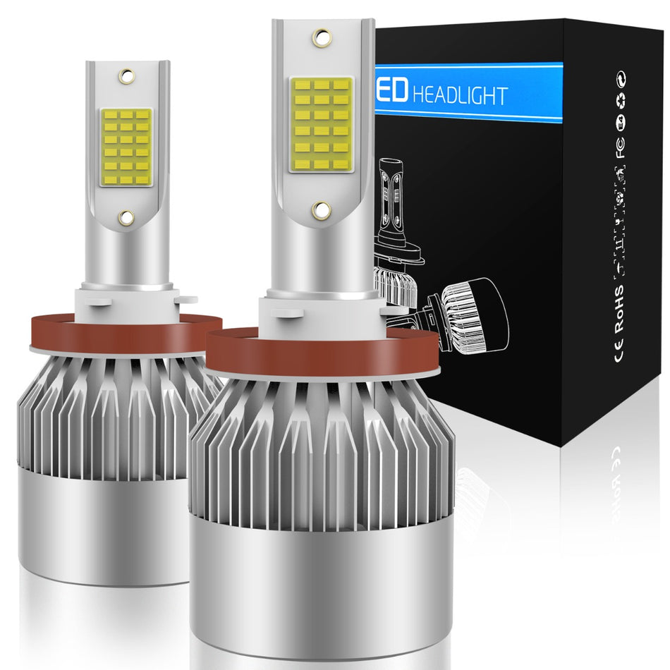 H11/H8/H9 LED Headlight Bulb High Low Beam Fog Light Conversion Kit - 80W 6000K 10400LM 2Pcs