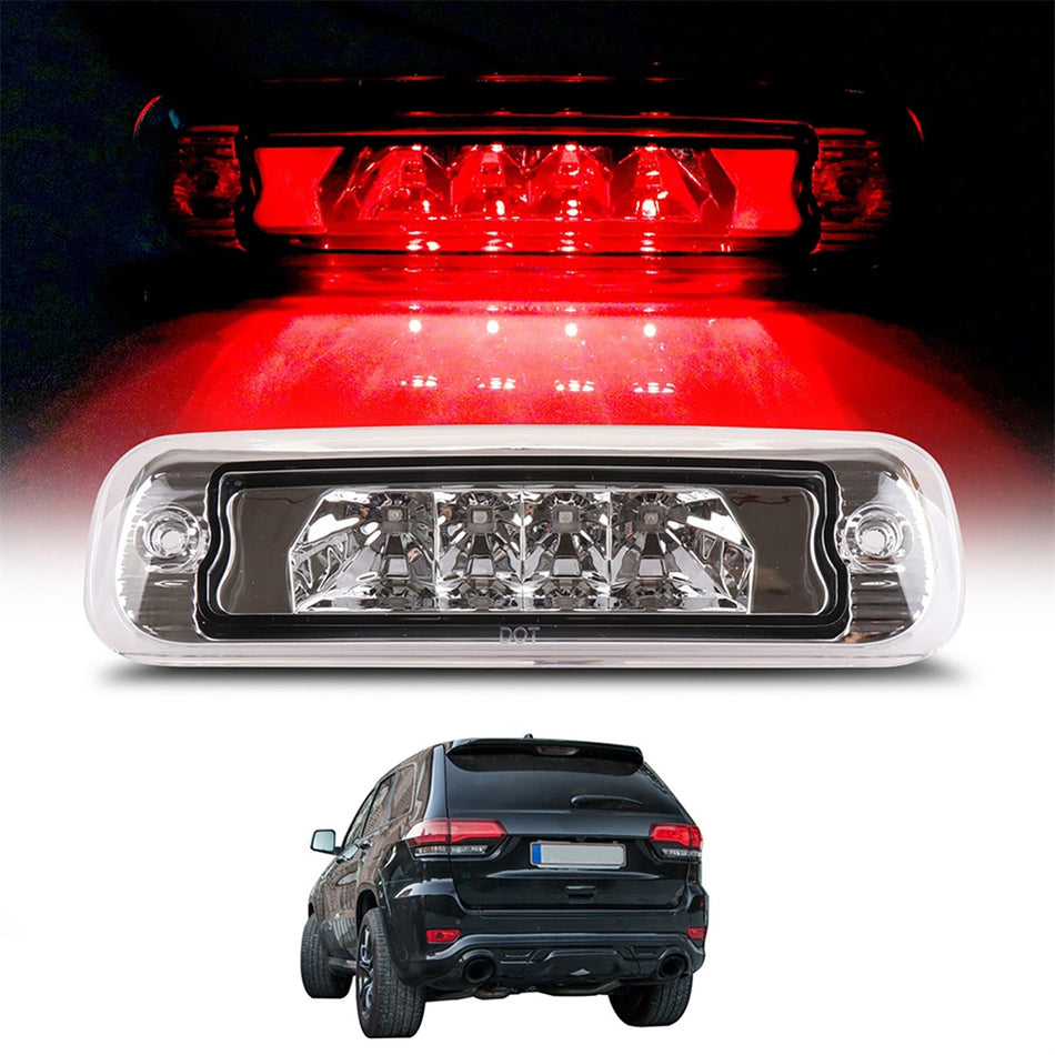 1997-2001 Jeep Cherokee 8.03 inch Clear Lens Chrome Housing Rear 3rd Tail Brake LED Light