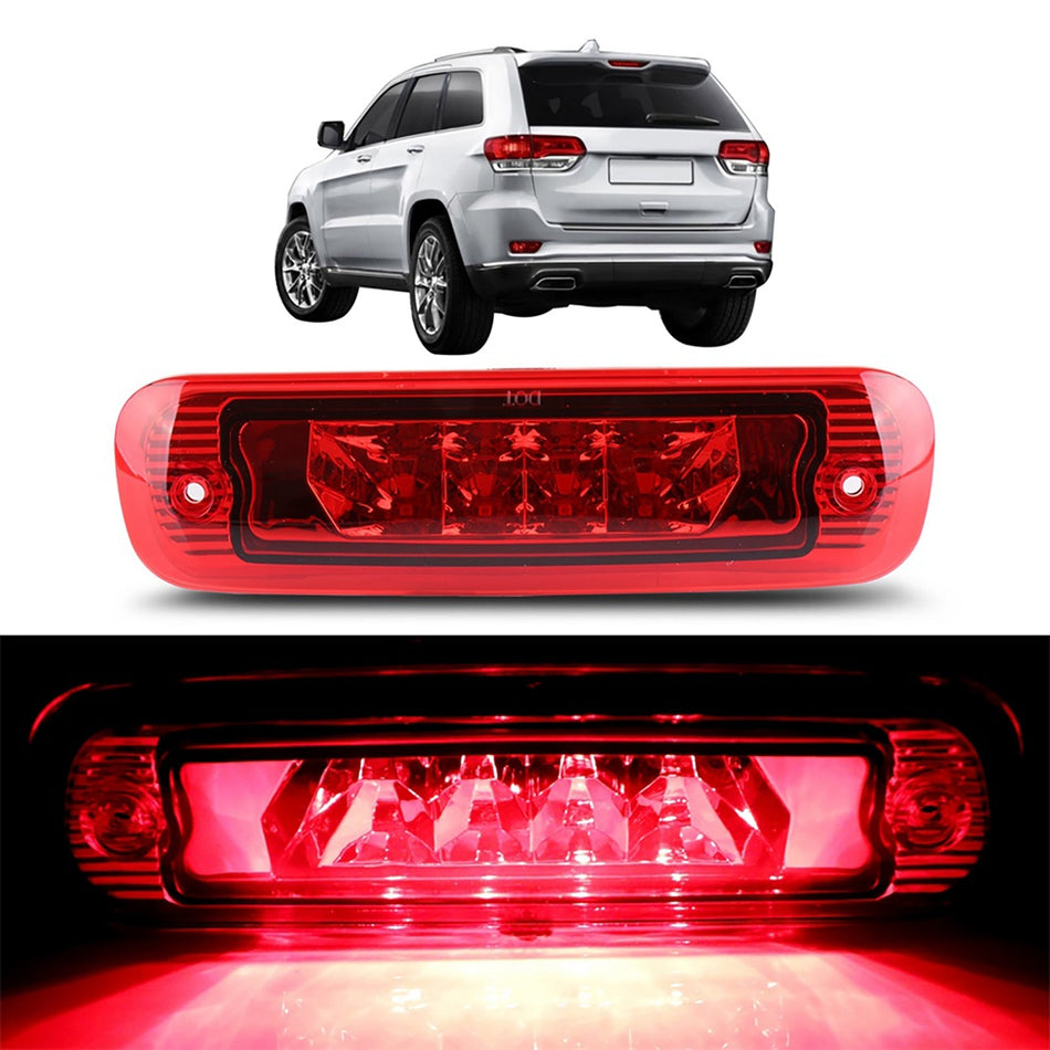 1997-2001 Jeep Cherokee 8.03 inch LED 3rd Brake Light Red Lens Chrome Housing