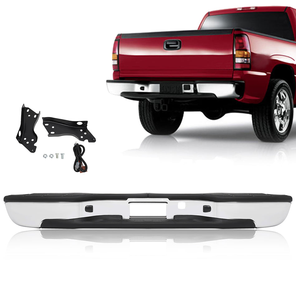 1999-2006 Chevy Silverado 1500 Complete Chrome Rear Step Bumper Assembly-1 PC