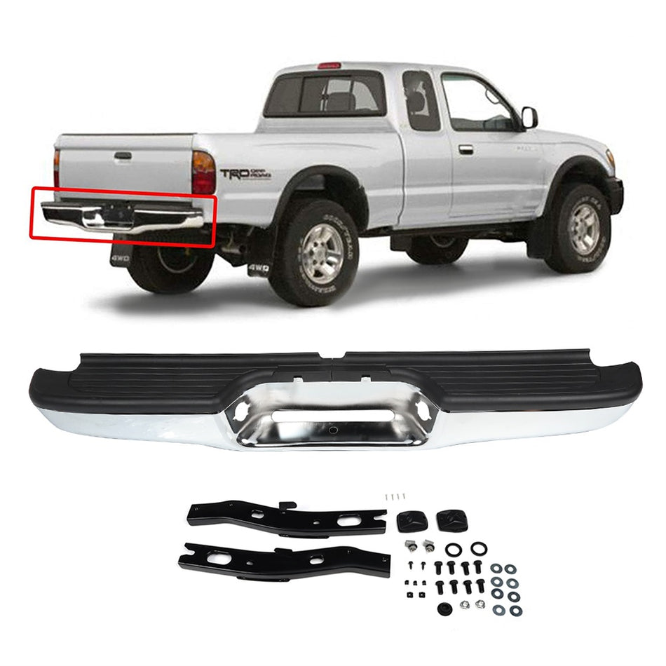 Chrome Complete Rear Bumper Assembly for 1995-2004 Toyota Tacoma