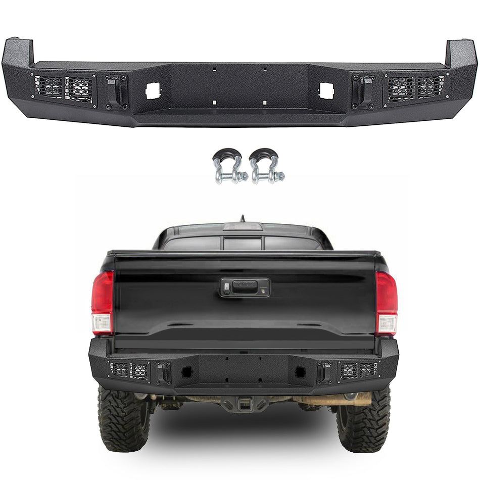 Steel Rear Bumper w/LED Lights D-rings for 2005-2015 Toyota Tacoma