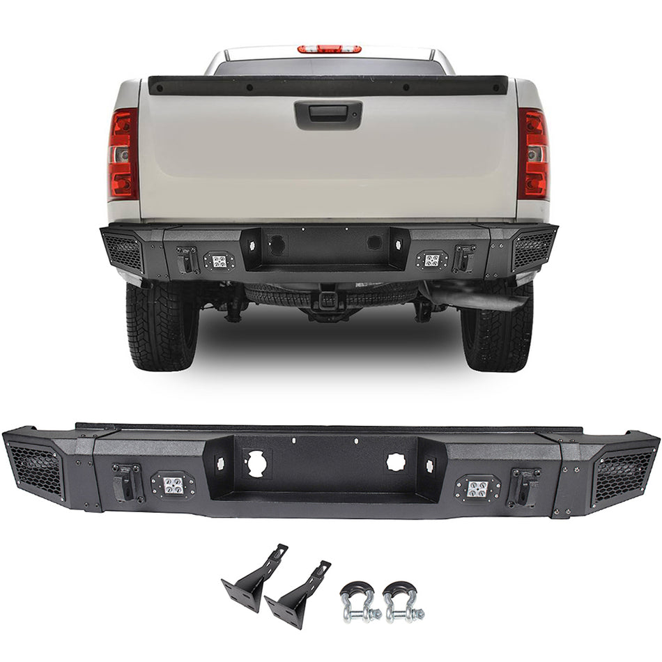 Steel Step Rear Bumper w/18w Led Light for 2007-2013 Chevy Silverado 1500/GMC Sierra 1500