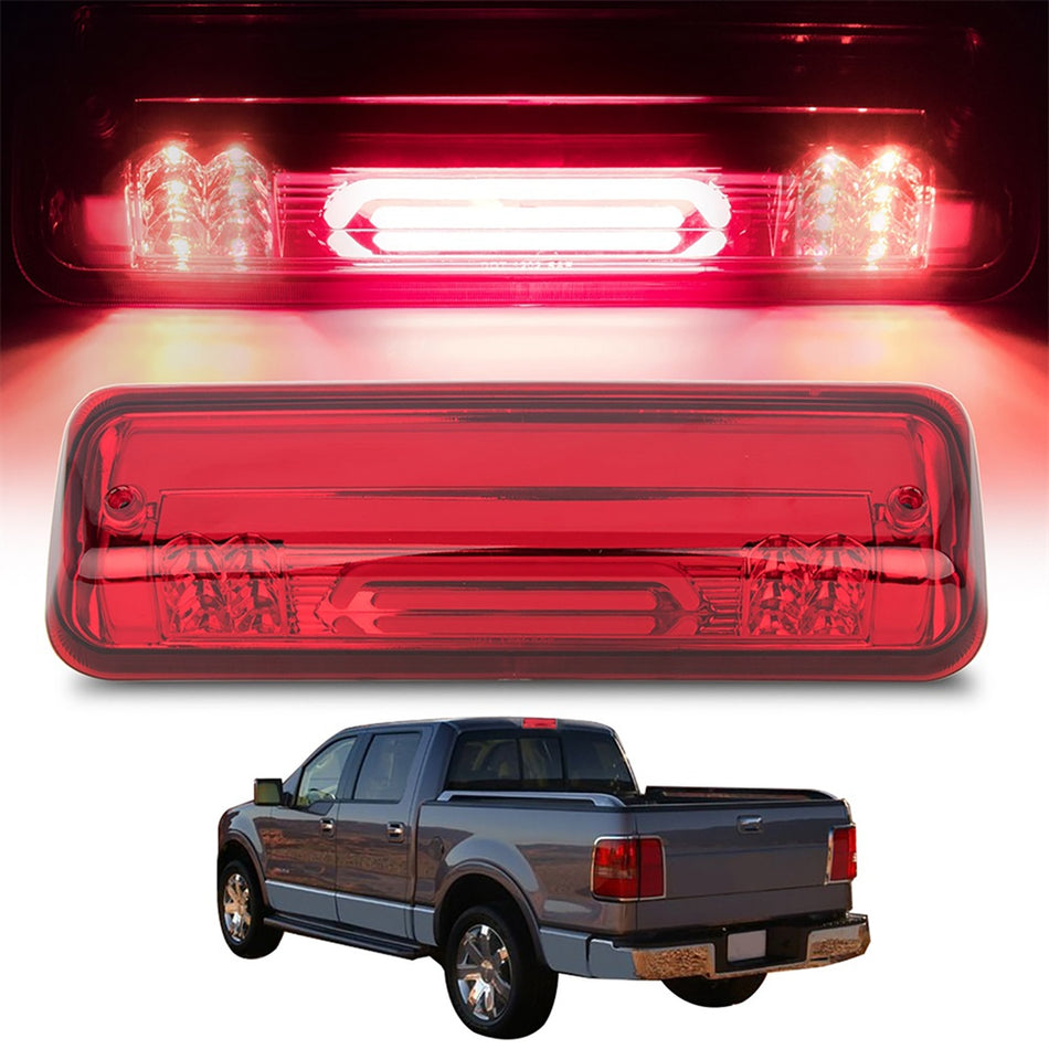 2004-2008 Ford F150 14.25 inch LED 3rd Brake Light Red Lens Chrome Housing CHMSL Lamp