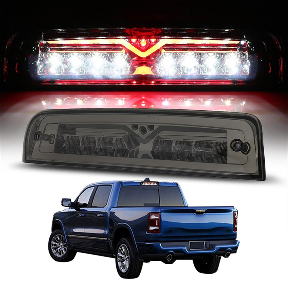 2009-2010 Dodge Ram 1500 2500 3500 14.96 inch LED 3rd Brake Light Smoke Lens Chrome Housing
