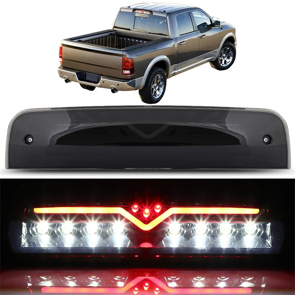 2009-2018 Ram 1500 2500 3500 15.04 inch Third Stop Brake Light 3D LED Black Housing Smoke Lens
