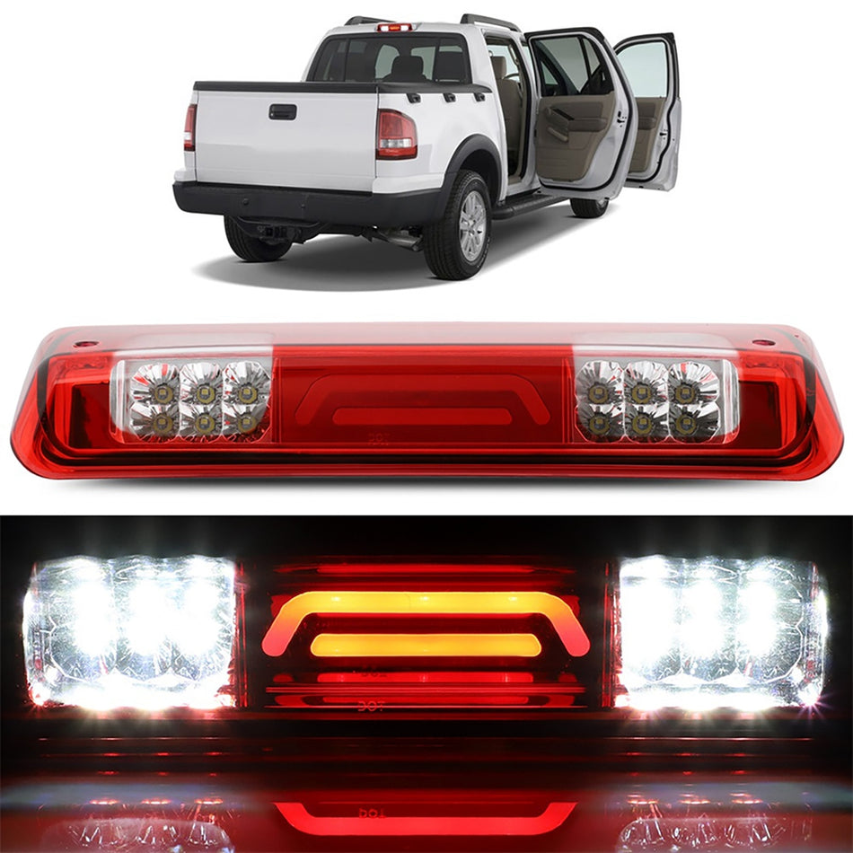 2006-2008 Lincoln Mark LT 14.41 inch LED 3rd Brake Light Red Lens Chrome Housing Rear Cargo Tail Lamp