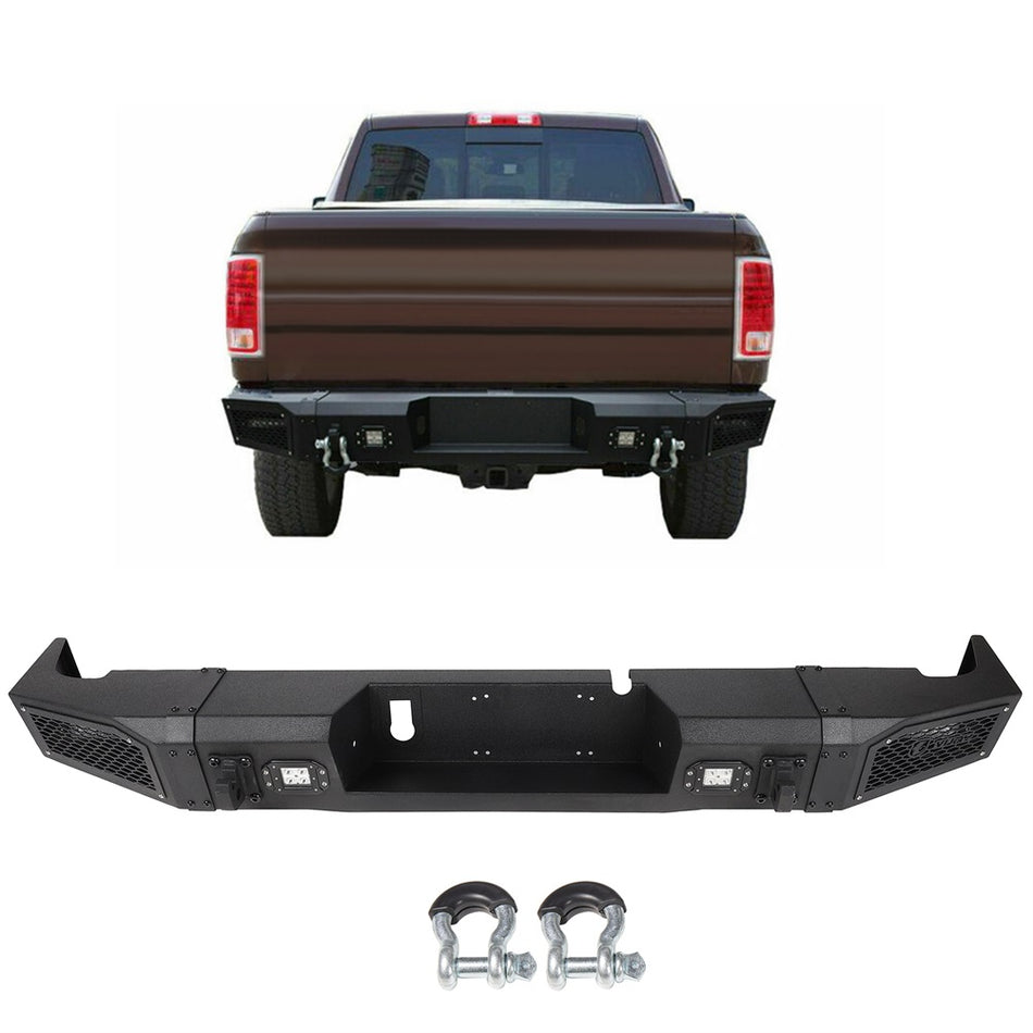 Textured Heavy Duty Rear Bumper Guard w/4 LEDs for 1985-1994 Ford F-250