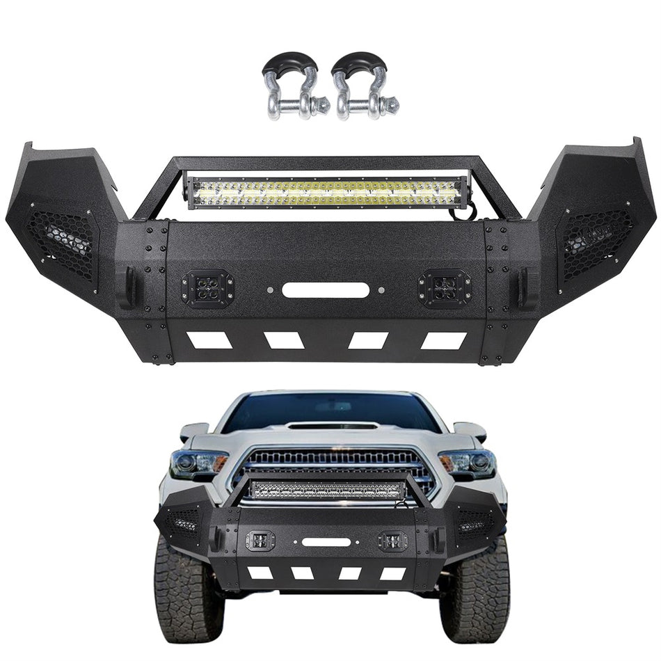 2016-2018 Toyota Tacomaota Heavy Steel Front Bumper w/ LED Light Bar D-rings -1 PC