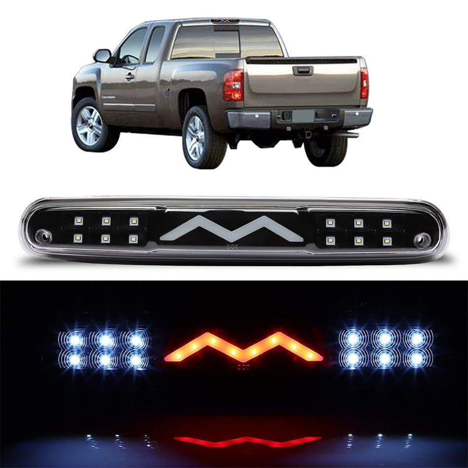 2007-2014 Chevy Silverado GMC Sierra 15.47 inch LED 3rd Brake Light Clear Lens Black Housing
