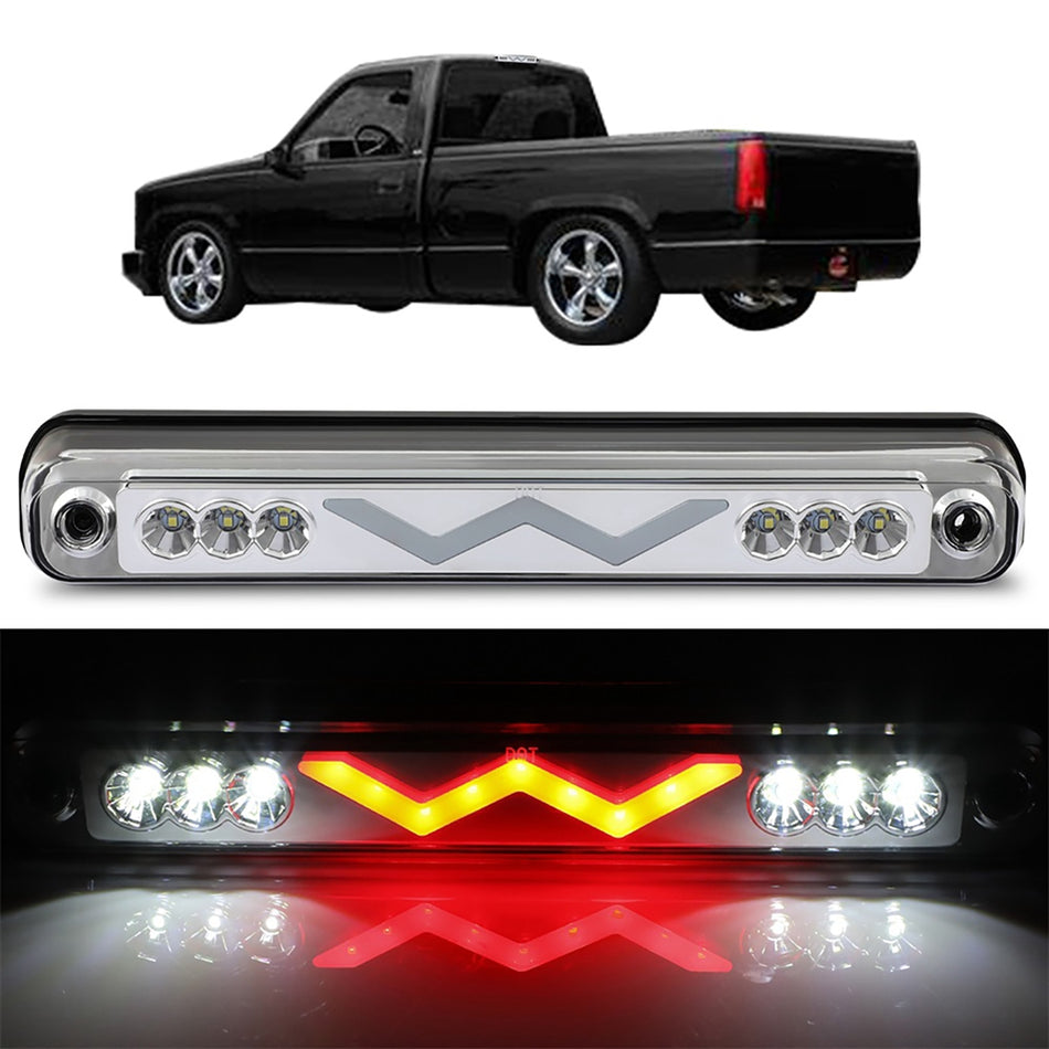 1990-1999 Chevy GMC C1500 K1500 12.44 inch LED 3rd Brake Light Clear Lens Chrome Housing