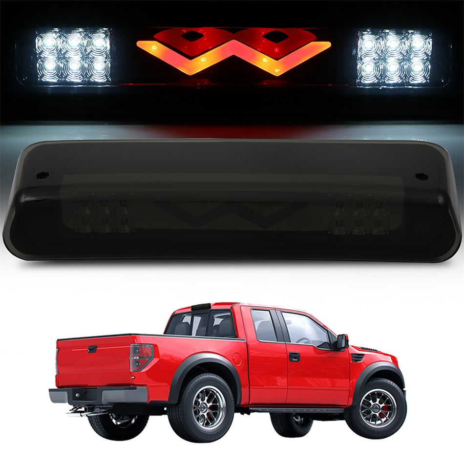 Ford F150/Lincoln Mark LT 2004 2007 2008 14.37 inch LED 3rd Brake Light Smoke Lens Chrome Housing